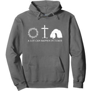 A Lot Can Happen in 3 Days Easter Christians Bibles Funny Pullover Hoodie, Asphalt Grey, Large