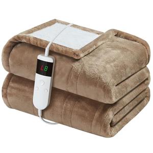 DANENOSA Electric Heated Blanket Twin Size 62''x84'' Soft Flannel & Sherpa Electric Blanket with 10 Heating Levels, Automatically Shut Down After 8h with Overheat Protection Machine Washable