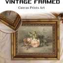 Vintage Gold Framed Flower Still Life Wall Art Retro Rose and Wildflower Wall Decor Pink Floral Print artwork Farmhouse Country Flower painting Picture for Gallery Kitchen Living Room Bedroom 16X24in