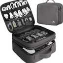 MATEIN Cord Organizer Case with Adjustable Divider, DJ Cable File Bag for DJ Gear, Sound Instrument and Music Equipment Accessories, Shockproof Portable Double Layer Cord Bags, Grey (Medium)