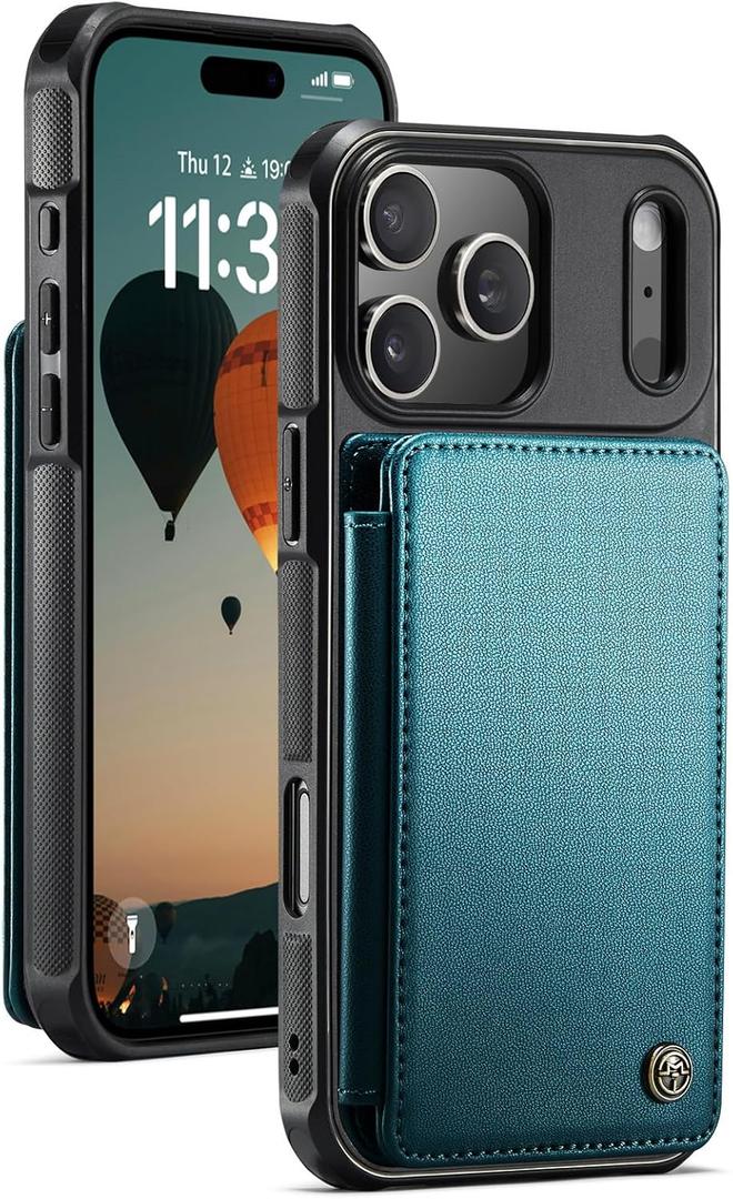 for iPhone 17 Pro Max Wallet Case with Card Holder, PU Leather RFID Blocking Kickstand for Men and Women, Durable Shockproof Case for iPhone 17 Pro Max (Green)