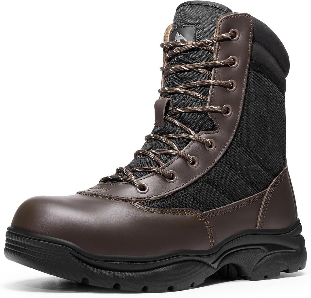 NORTIV 8 Steel Toe Boots for Men Safety Industrial & Construction Military Work Boots Slip Resistant ASTM F2413-18, TROOPER-STL, Size 10.5