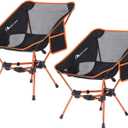 MOON LENCE Portable Camping Chair Backpacking Chair - The 4th Generation Ultralight Folding Chair - Compact, Lightweight Foldable Chairs for Hiking Mountaineering, Beach (Orange-2Pack)