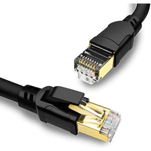 Yauhody CAT8 Ethernet Cable 10 ft, 2 Pack High Speed 40Gbps 2000MHz SFTP Internet Network LAN Wire Cables with Gold Plated RJ45 Connector for Router,Modem,PC,Switches,Hub,Laptop(10ft,Black,2PACK)