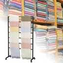 Metal Scarf Display Stand with 360 Swivel Caster Wheels, Movable Freestanding Scarf Floor Standing Display Rack, Belt Shawl Hijab Organizer for Boutique Display, Commercial Home