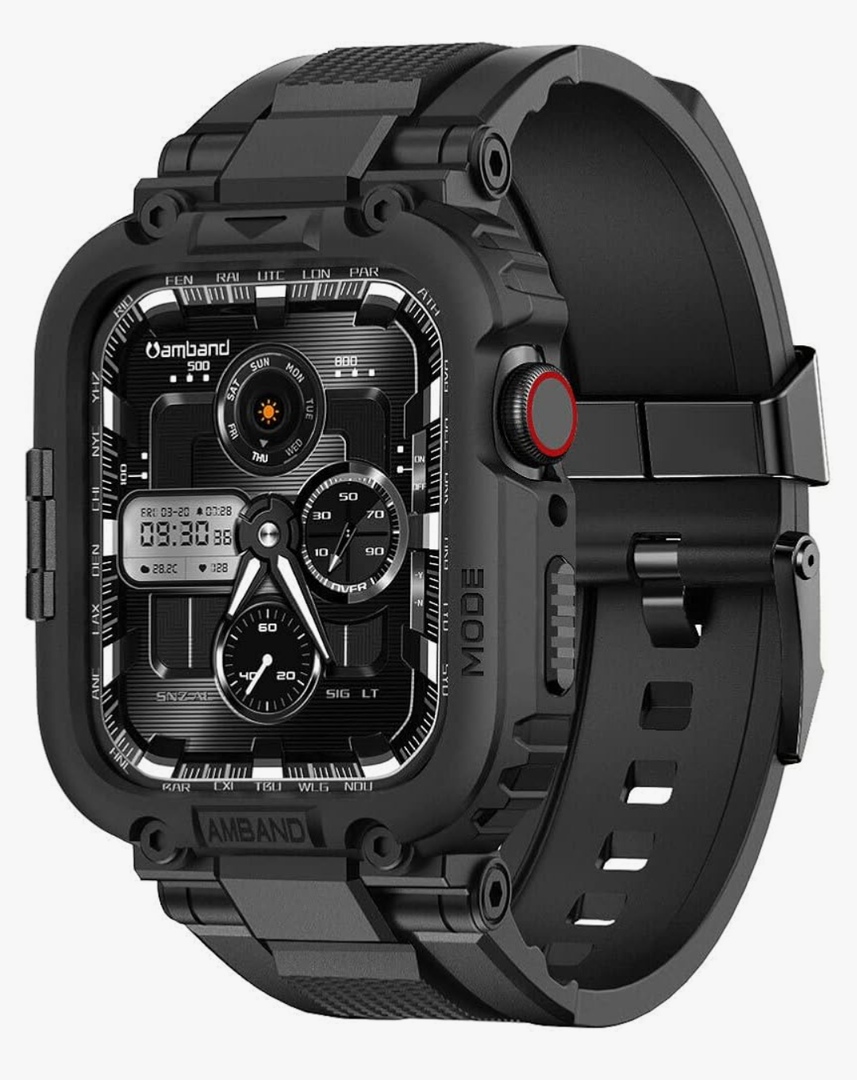 amBand M1 Sport Case Band for Apple Watch Ultra 3/2/1 & SE 3/2/1 & Series 11 10 9 8 7 6 5 4 3 49mm 46mm 45mm 44mm 42mm 41mm 40mm 38mm, Shockproof & Scratch Resistant Rugged Bumper for Men