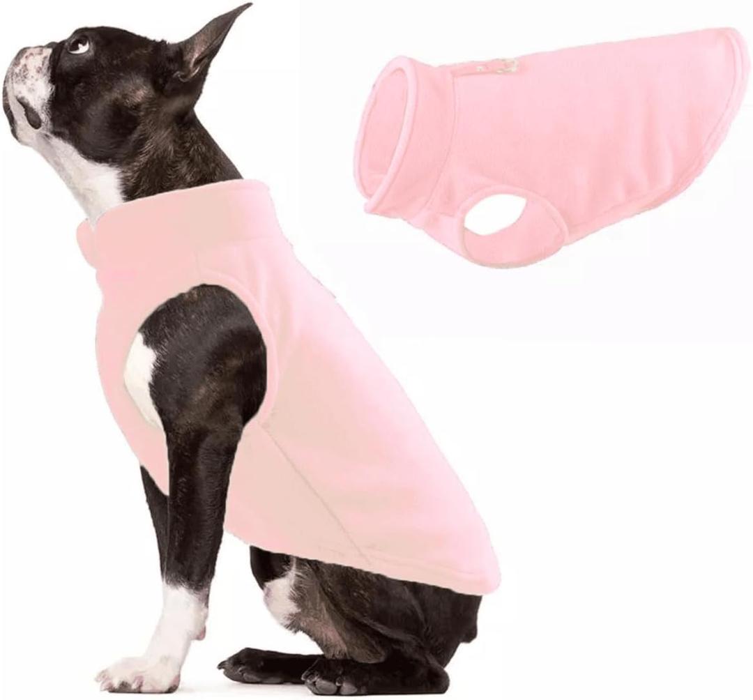 JACKO & CO - Fleece Vest Dog Sweater with Leash Ring - Soft, Warm & Lightweight Pullover Coat for  Dogs, Puppies & Cats - Cozy Fall/Winter/Spring Pet Jacket (Pink Lemonade, L 10-16lbs)