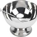 TOPINCN Metal Bowl, Stainless Steel Bowl Short Footed Medium Small Size Stainless Steel for Serving Ice Cream for Dessert Snacks