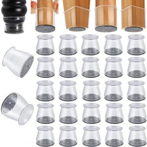 48 Pack Chair Leg Floor Protectors, Chair Feet Protectors for Hardwood Floors,Silicone Chair Leg Caps Covers Pads, Floors from Scratching and Reduce Noise(Fit:1-5/16"-2") (Large-Clear)