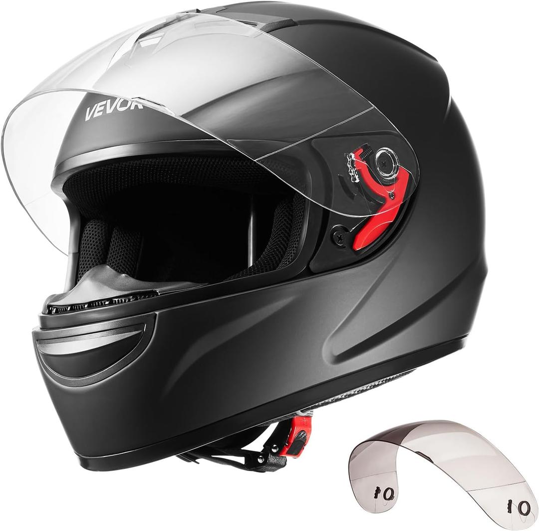 VEVOR Full Face Motorcycle Helmet DOT Approved, Dual Visor & Interchangeable Lens, Smart Street ABS Helmet Comfortable Motocross Helmet, Fit for Youth & Adults, Medium