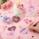 Jerify 12 Pcs 2 Inch Valentines Rubber Ducks Bulk with Gift Cards Mini Heart Rubber Duckies Bath Toys Valentine's Day Gift for Kids Classroom Favors Prizes Exchange (Macarons)
