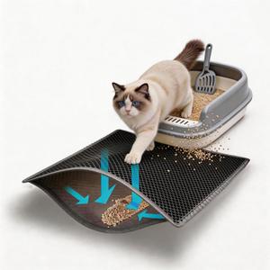 Litter Mat for Cat, Large 35"x25", Cat Litter Mat Litter Trapping Mat, Cat Mat for Litter Box, Dual Layer Waterproof Non-Slip Grey