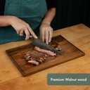 Walnut Wood Cutting Boards Set Non Toxic, Solid Wood Cutting Board with Juice Groove - Wooden Charcuterie Boards for Serving Food - Wooden Chopping Board Set Premium Dark Hardwood Wedding Gifts