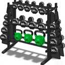Heavy Duty Dumbbell Rack, Double-Side Extension Holder for Dumbbells & Kettlebells Home Gym Storage Rack