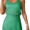 Dokotoo Summer Crochet Hollow Out Knit Beach Bathing Suit Swim Cover Ups Cruise Outfits Vacation Dresses for Women 2025 (Medium)