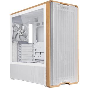 Lian Li LANCOOL 217 Genuine Walnut Wood Computer Case, Mid-Tower ATX PC Case with 5 Pre-Installed PWM Fans 2x170mm, 2x120mm & 1x140mm, Flexible PSU & Cable Installation - White (LAN217W)