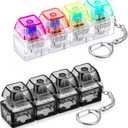 Halloscume 2 Pcs 4-in-1 Keyboard Adult Fidget Clicker Toy Silent and Loud Keyboard Fidget Keychain Cube Mechanical Key Button Clicker Stress Relief Gift for Office Home Pass Time(Transparent Colors)