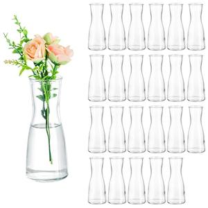 Hewory Glass Bud Vases for Centerpieces - Clear Small Flower Vase Set of 24, Modern Minimalist Cute Mini Decorative Bulk Vases for Wedding Bridal Shower Birthday Party Events Dining Room Table Decor