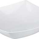 Restaurantware Moderna 64 Ounce Fancy Plastic Bowls 10 Square Disposable Salad Bowls - Durable Heavy-duty White Plastic Bowls For Warm And Cold Foods
