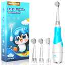 DADA-TECH Toddler Electric Toothbrush Kids Age 1-2-3 Years Old, Baby Electric Toothbrush with LED Light 2 Minutes Timer 4 Vibrating Heads for Infants Toothbrush 6 to 12 Months and Up (Blue)
