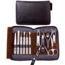 FAMILIFE Manicure Set, Nail Clippers Set Professional Manicure Kit 11 in 1 Stainless Steel Pedicure Tools Nail Kit Mens Grooming Tool with Portable Leather Travel Case Dark Violet Birthday Gifts (Purple)
