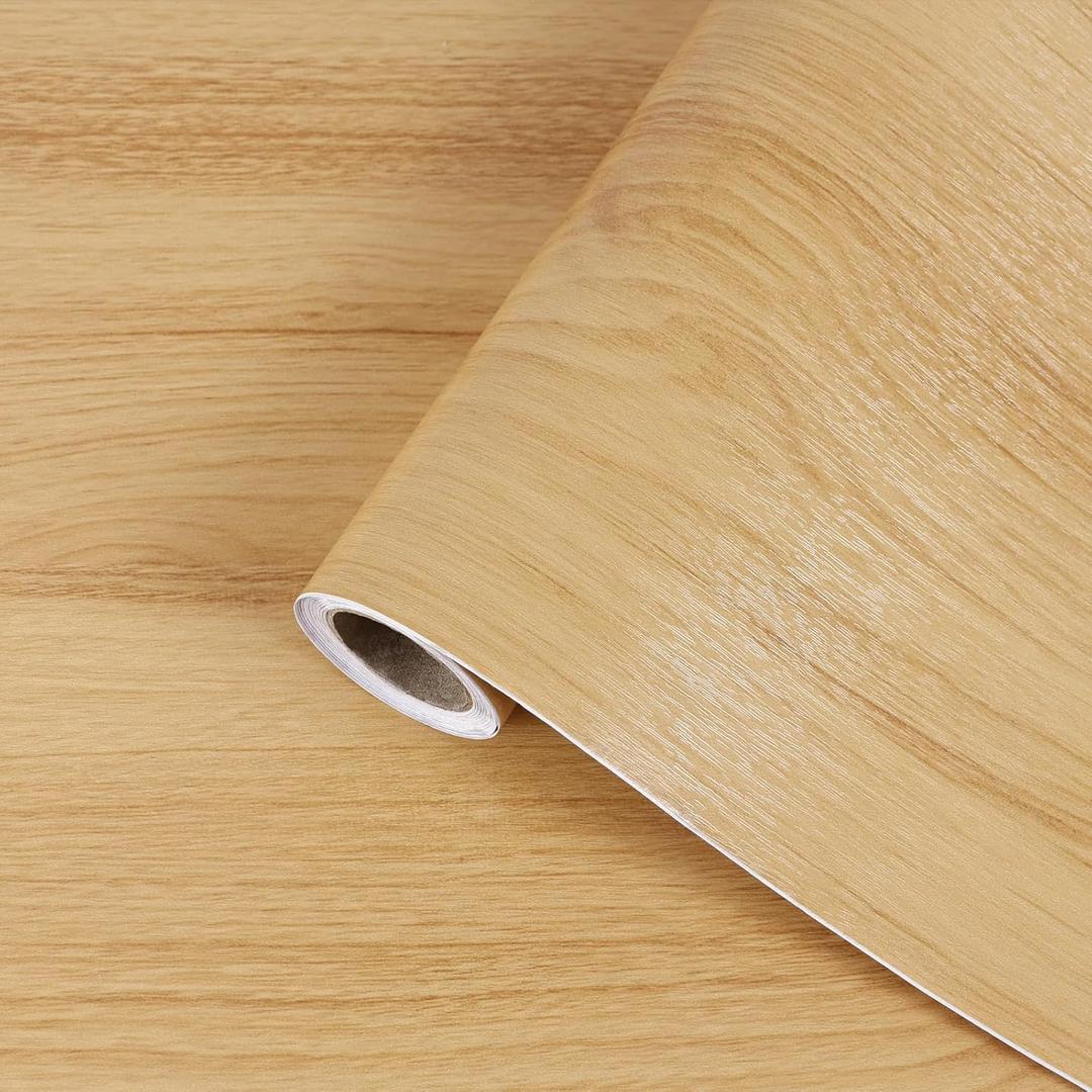 Light Wood Grain Contact Paper Peel and Stick Wallpaper A Set of 23.6"x400" Natural Wooden Contact Paper for Cabinets Countertops Drawer Shelf Liner Self-adhesive Removable Wallpaper Waterproof