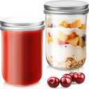 Showvigor 2 Pack 16oz Wide Mouth Jars- Glass Canning Jars with Airtight Lids for Jam, Honey, Jelly, Meal Prep, Overnight Oats, Salad, Yogurt, Wedding Favors & Food Preserving