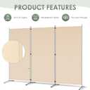 RANTILA 3 Panel Room Divider, 6 Ft Tall Folding Privacy Screen Freestanding Room Partition Wall Dividers, 102''W x 20''D x 71''H, Beige