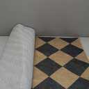 Lahome - Tapete largo de yute sinttico lavable con diseo a cuadros negros, tapete para interiores, exteriores, cocina, entrada, pasillo y lavandera, 2x6 pies