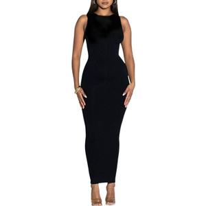 Women's Summer Long Bodycon Dress - Casual Basic Club Party Sleeveless Tank Sheath Dresses (Black, M)