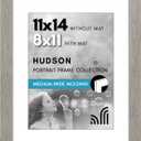 Americanflat 11x14 Picture Frame with Shatter-Resistant Glass - Use as 8x11 Frame with Mat or Display 11x14 Photo Without Mat - Hudson Collection - Wide Picture Frames for Wall Display - Grey Wood
