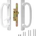 Sliding Patio Door Handle with Mortise Lock,Offset Position,45 Keyway,3-15/16" H.C.Fits 1-3/8" to 2" Thick Doors,White Zinc Diecast