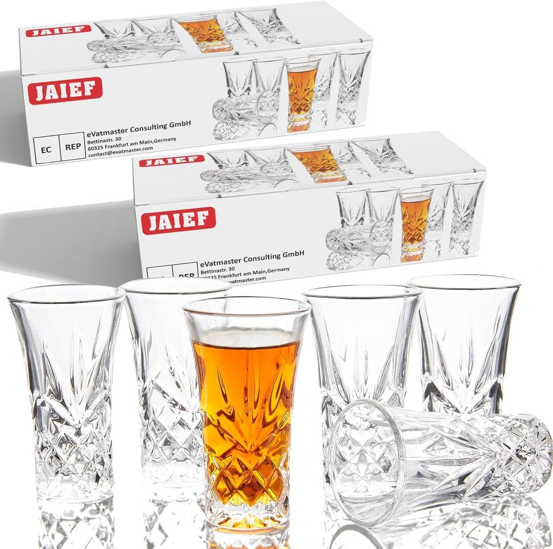 JAIEF Tequila Glasses Heavy Base Shot Glass Cordial Glasses 2 OZ (12)