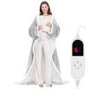 HOW'S MY HOUSE Wearable Heated Blanket with Sleeves and Foot Pocket, 52"x72" Electric Blanket for 6 Heat Settings, 12-Hour Timer, Flannel & Sherpa, French Gray