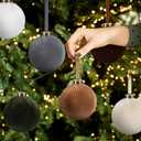 HyDren 6 Pcs Velvet Christmas Ball Ornaments 4 Inches Large Flocked Christmas Tree Hanging Ornaments Shatterproof Xmas Bulbs for Home Xmas Tree Party Decor(Multicolor)