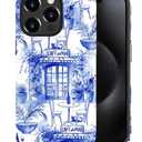 Case for iPhone 15 Pro,Durable Drop Protection Shockproof Silicone + Hard PC 2 in 1 Hybrid Protective Cover with Stylish Pattern Design French Garden Cafe Cat