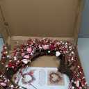 Aneco Valentine's Day Wreath 18 Inch Heart Shaped Wreath with Red Pink White Berry Handmade Valentine's Day Decorations for Anniversary Wedding Party Gift, Home Wall Window Front Door Decor