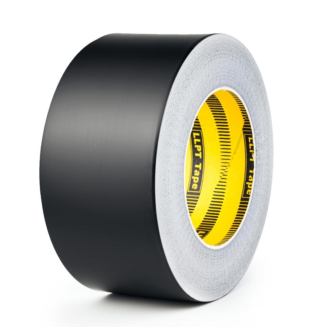 LLPT Aluminum Black Foil Tape 2 Inches x 65 Feet 3.94 Mil Heavy Duty Adhesive HVAC Sealing Hot Cold Air Duct Tape for Pipe Metal Repair (BF065)