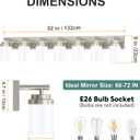 IZORRO Bathroom Vanity Light Fixture, 7-Light 52 inch Brushed Nickel Bathroom Light Fixtures Over Mirror, with White Glass Shade, Modern Farmhouse Vanity Lights, Rustic Restroom Lighting Fixtures