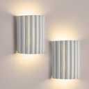 White Resin Modern LED Wall Sconces Set of 2 - Indoor Hardwired Light Fixtures Up and Down Mount for Living Room, Bedroom, Bedside, Hallway With G9 Bulb