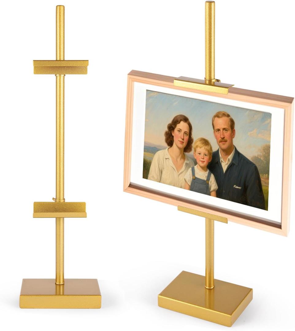 1pcs Adjustable Tabletop Easel Stand for Picture Frames, Picture Easels for Display, Gold Easel, Picture Frame Stand, Adjustable Art Easel.(18inch,Gold)