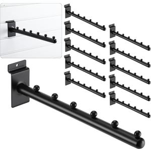Coume 10 Pack 6 Ball Waterfall for Slatwall Panel, 12 Inch Round Tube Hanging Metal Slatwall Accessories Hooks and Hangers for Clothing Retail Garage Shop Display(Black)