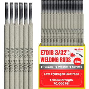 NexiumTools 7018 Welding Rods - Deep Penetration Welding Sticks Electrodes for All-Position Welding - Works on Rust, Paint & Dirty Surfaces - AC/DC+ Compatible - Low Spatter, Smooth Arc Start (3/32)