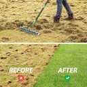 Thatch Rake, 67" Garden Dethatcher Rakes for Lawns Heavy Duty, 2-in-1 Metal Rake with Double-Sided Head, Manual Thatching Garden Tool for Dead Grass Moss Remove, Loosen Soil, Laying Sod, Yard Thatcher