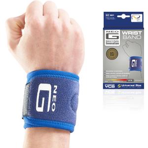 Neo-G Wrist Band - Support For Joint Pain, Arthritis, Sprains, Strains, Instability, Sports, Golf, Tennis, Basketball - Adjustable Compression - Class 1 Medical Device - One Size - Blue