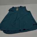 Timeson Women's Chiffon V Neck Sleeveless Blouse Tops Office Work Shirts (2XL, Cyan (Deep Cyan))
