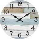 Wall Clock Battery Operated 8 Inch Silent Non Ticking Coastal Design Country Rustic Retro Decorative for Bathroom Kitchen Living Room Bedroom (Blue)