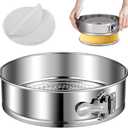 9" Stainless steel Springform Pan with 30 Pcs Parchment Paper Liners,9inch round pan 304 Nonstick Leakproof Springform Cake Pan with Removable Bottom for Cheesecake,Mousse,Chiffon,Baking Cakes