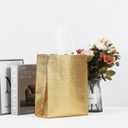 16 Pcs Metallic Bling Small Gift Bags Bulk with Cardboard Bases, Glossy Gold Reusable Party Bags for Birthday, Wedding, Christmas, Parties- 10.2x3.9x8.3 In