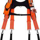 Tool Belt Suspenders Reflective Safety Suspenders Construction Work Suspenders with Phone Holder(Orange)